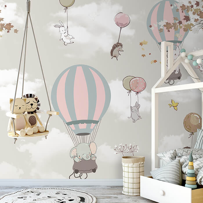 Fototapete Elefant Hase Luftballons M6882 - Bild 1