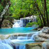 Hexagon-Fototapete Wasserfall im Wald M0001