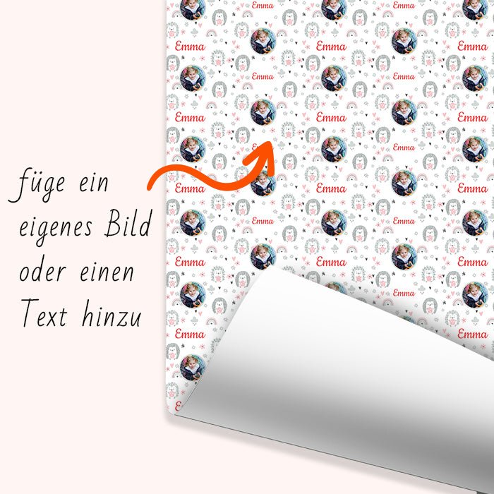 Geschenkpapier personalisiert Geschenkpapier Igel Mädchen - Bild 6