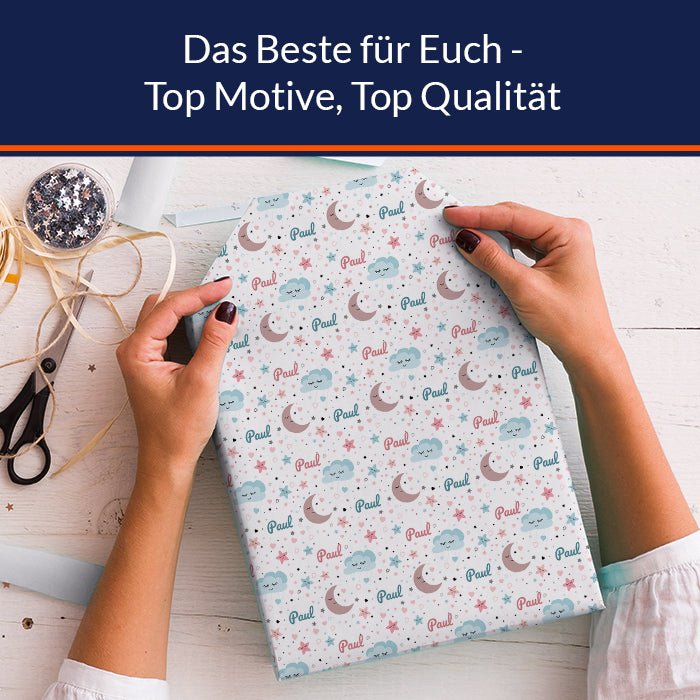 Geschenkpapier personalisiert Geschenkpapier Mond Wolke Baby - Bild 5