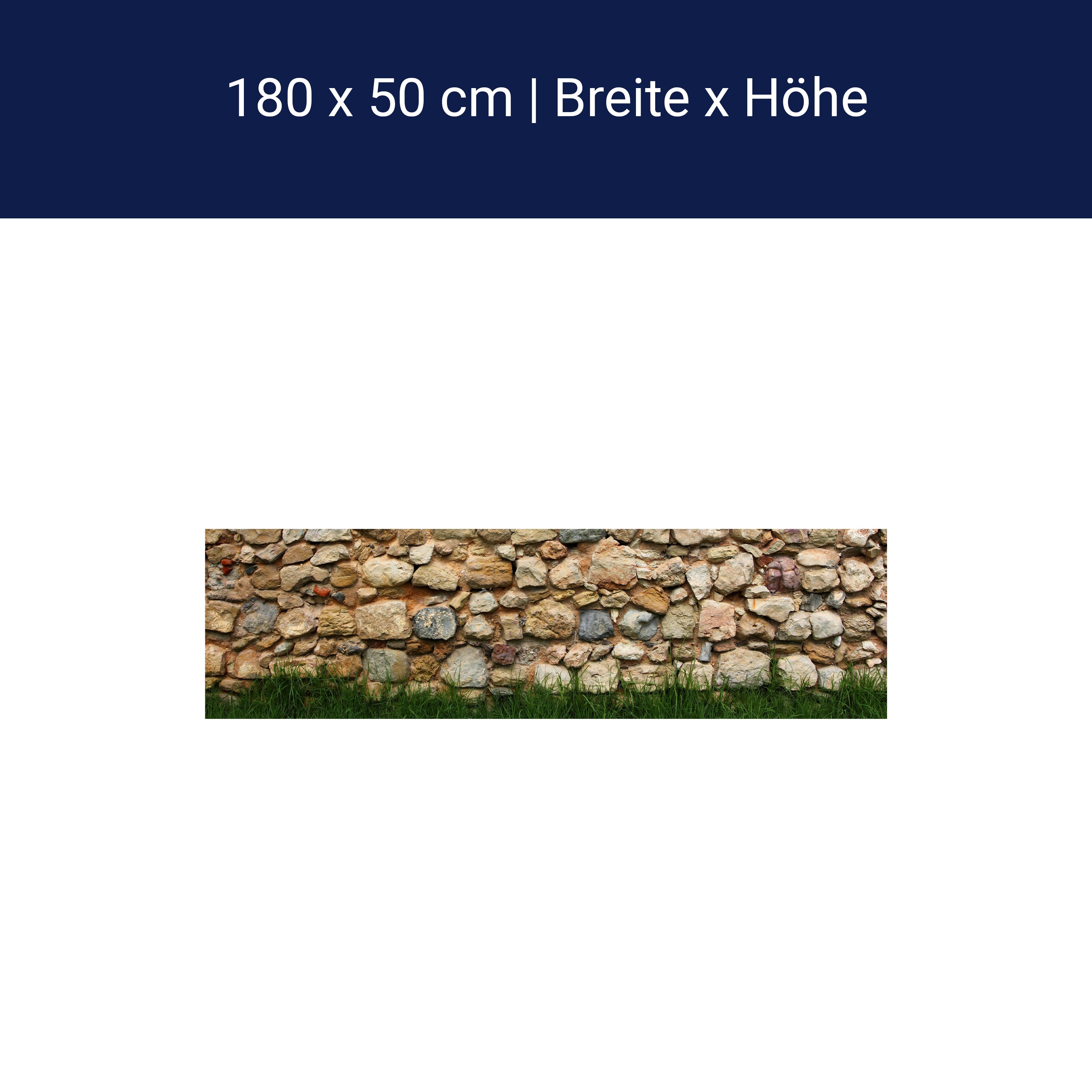 Küchenrückwand Steinmauer mit Gras M0015