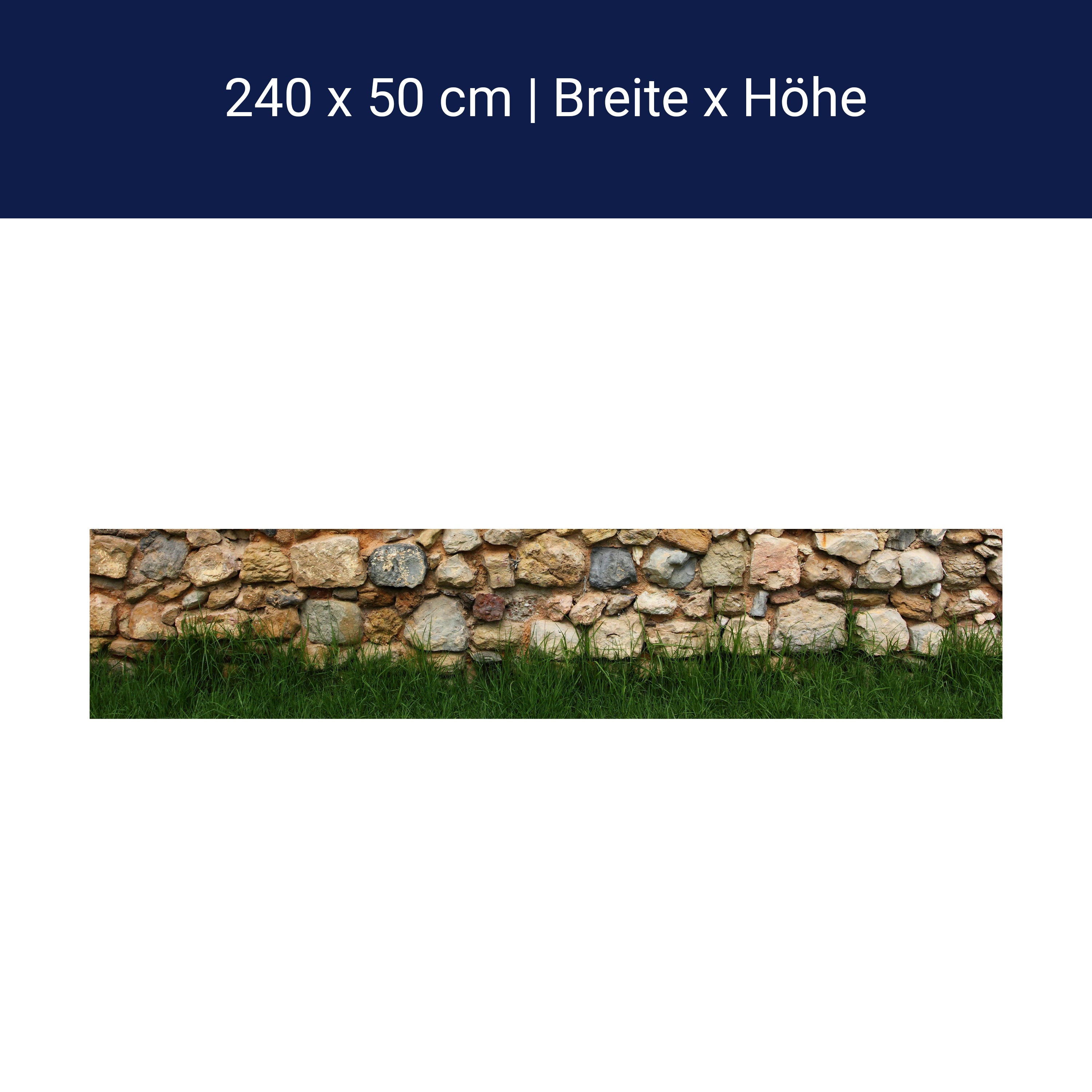 Küchenrückwand Steinmauer mit Gras M0015