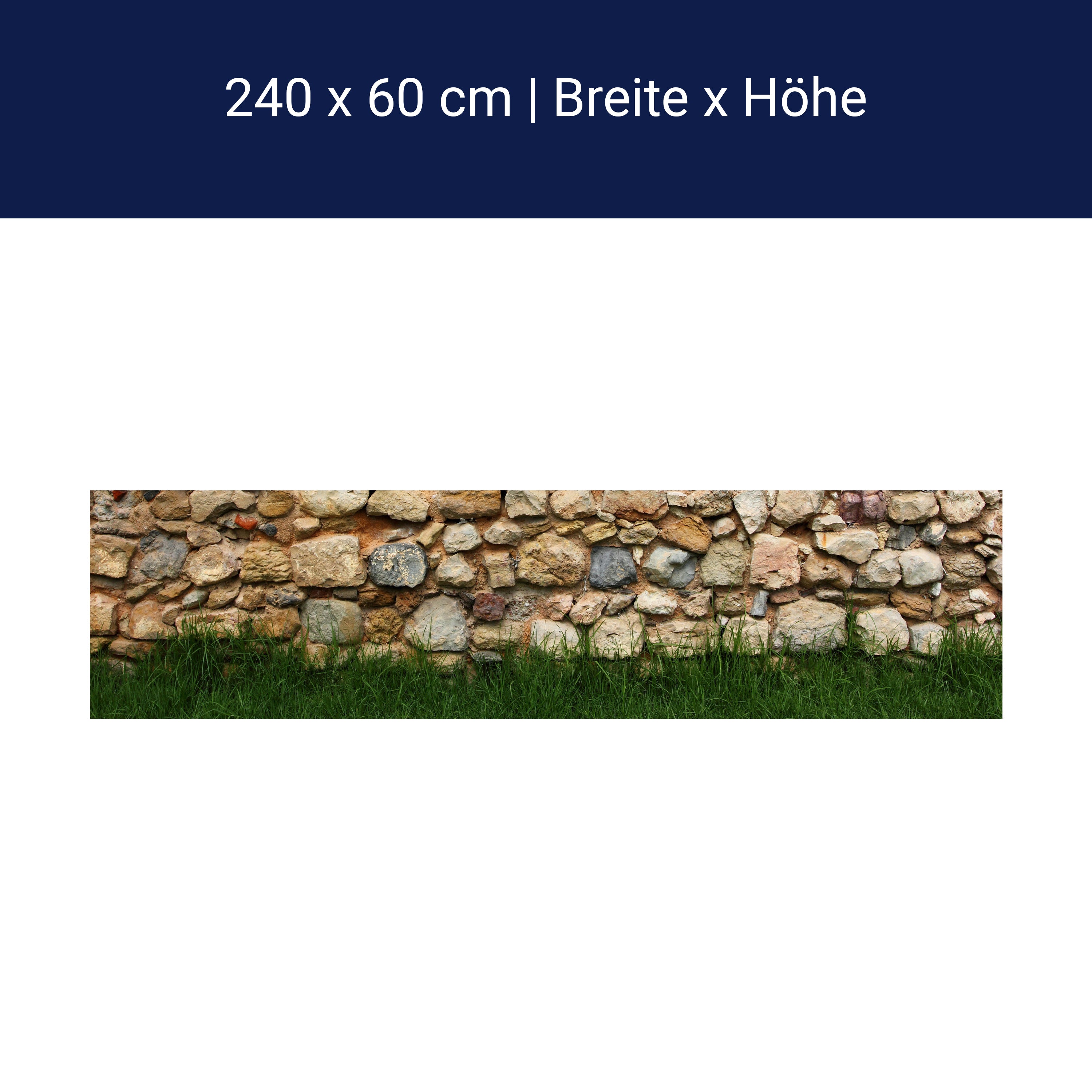 Küchenrückwand Steinmauer mit Gras M0015