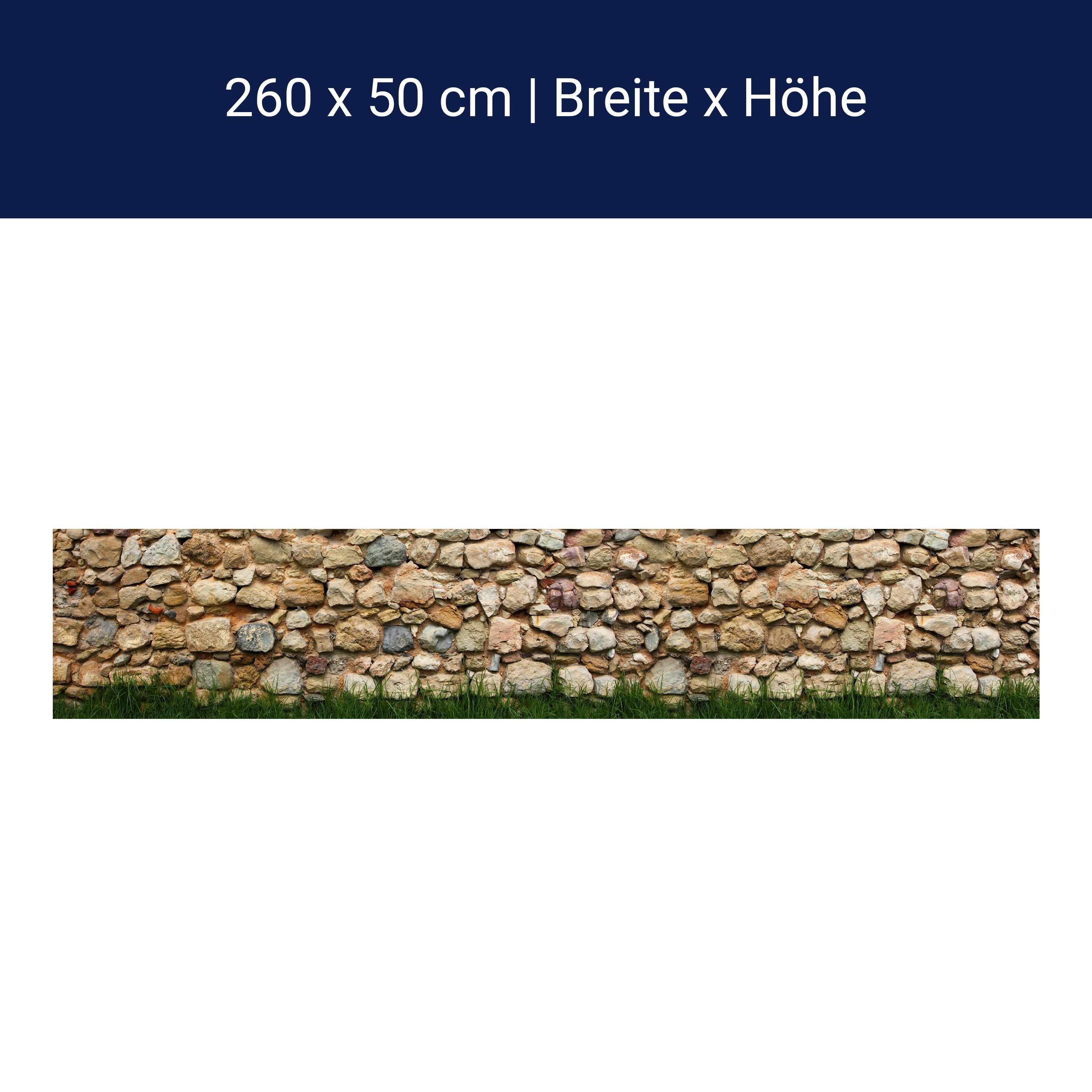 Küchenrückwand Steinmauer mit Gras M0015