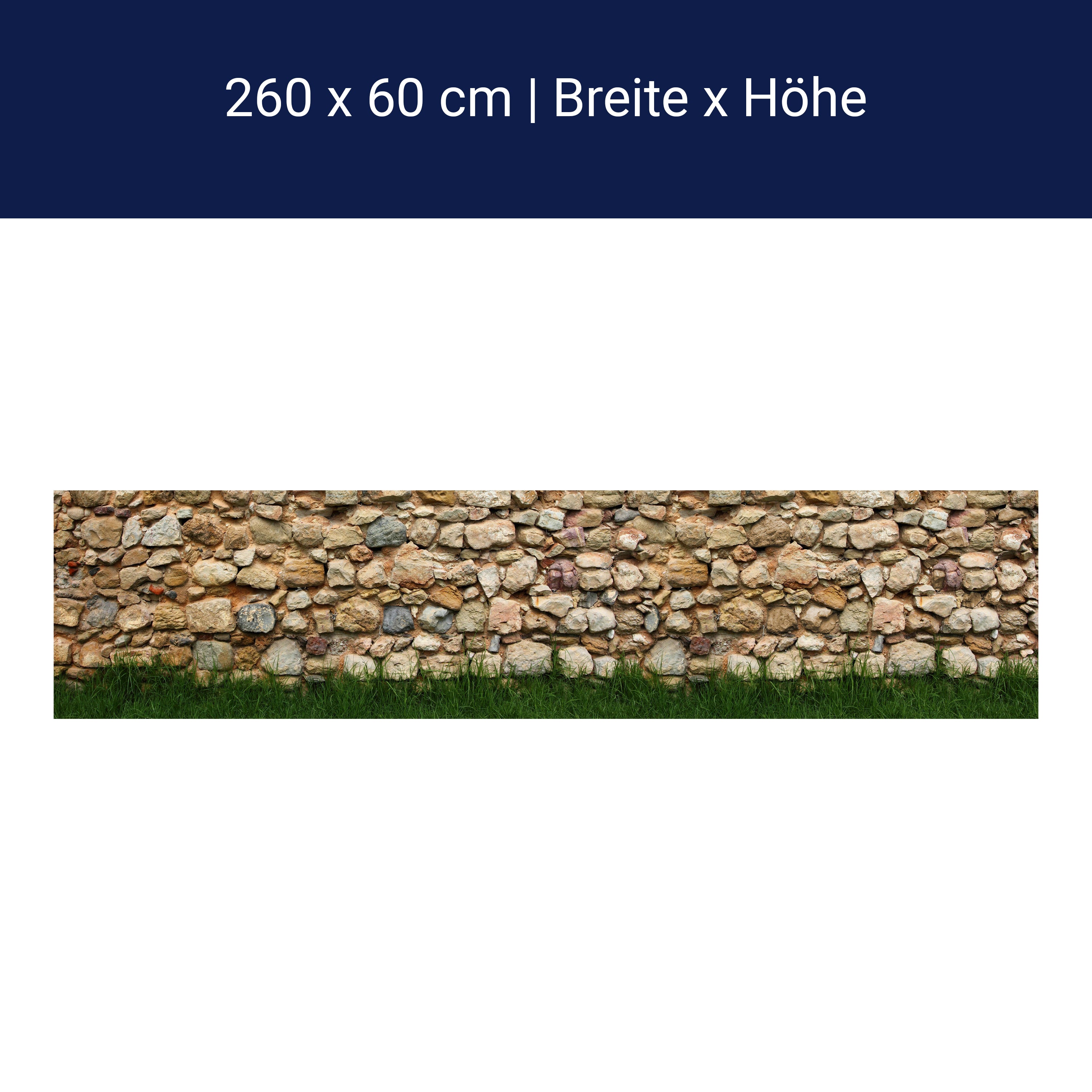 Küchenrückwand Steinmauer mit Gras M0015