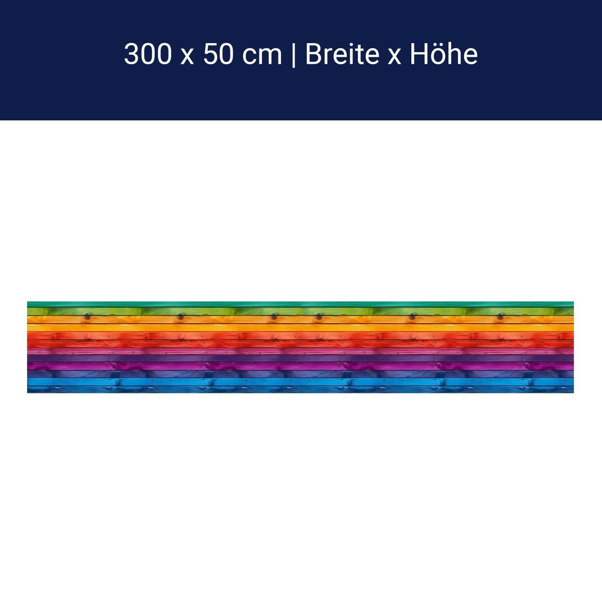 Panorama-Fototapete bunte Bretter, Holzwand, Regenbogen M0018