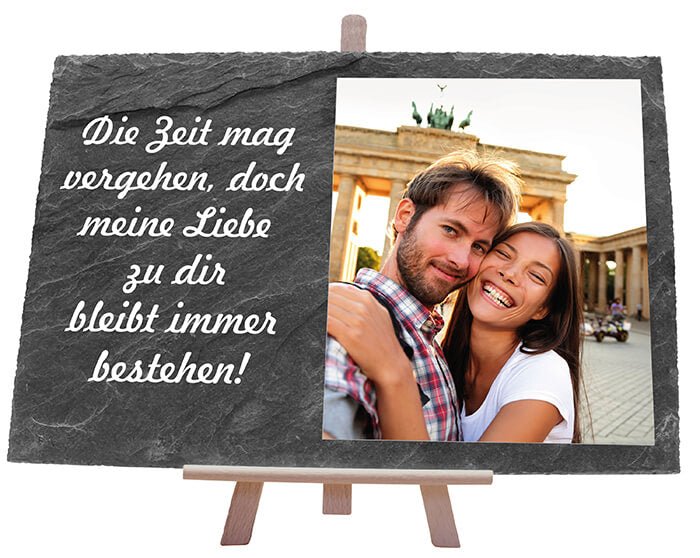 Schieferplatte mit Staffelei und Spruch M0020 - Bild 1