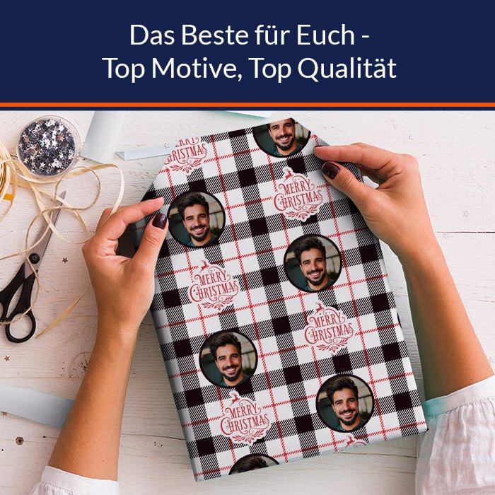 Geschenkpapier personalisiert Geschenkpapier Merry Christmas schwarz kariert M0028 - Bild 5