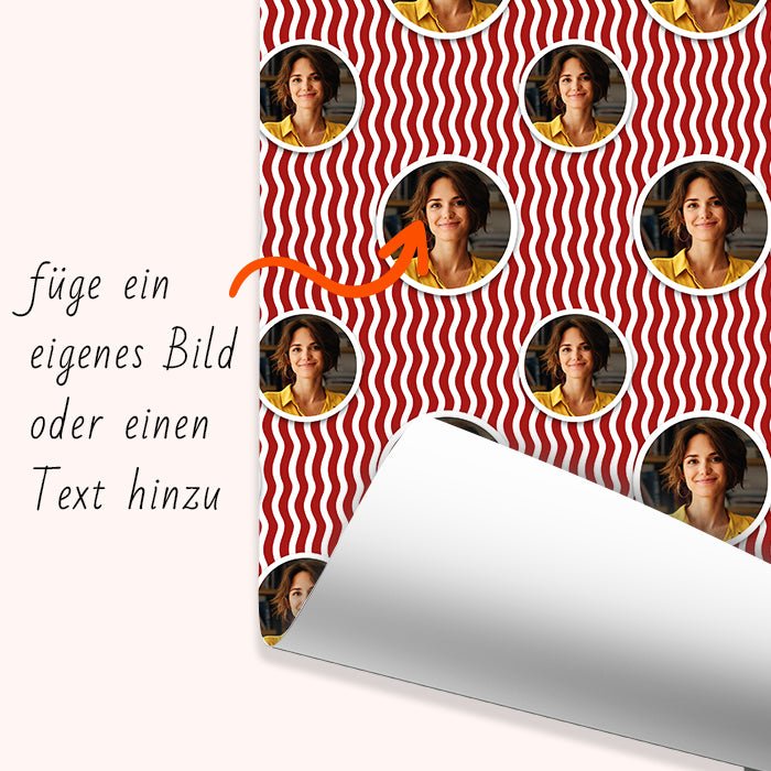 Geschenkpapier personalisiert Geschenkpapier rote Wellen M0032 - Bild 6