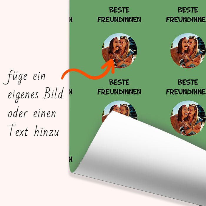 Geschenkpapier personalisiert Geschenkpapier grün Foto Text M0033 - Bild 6