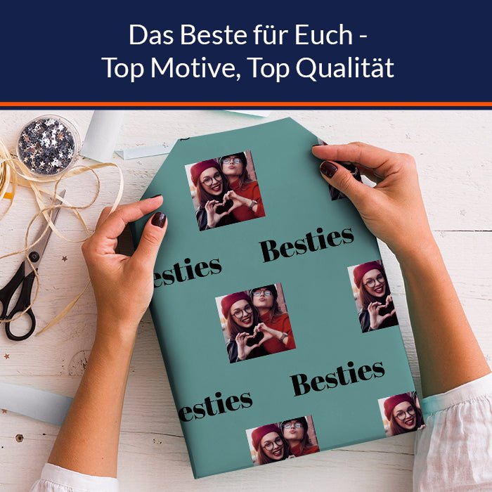 Geschenkpapier personalisiert Geschenkpapier blau Foto Text M0036 - Bild 5