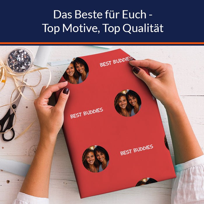 Geschenkpapier personalisiert Geschenkpapier rot Foto Text M0040 - Bild 5