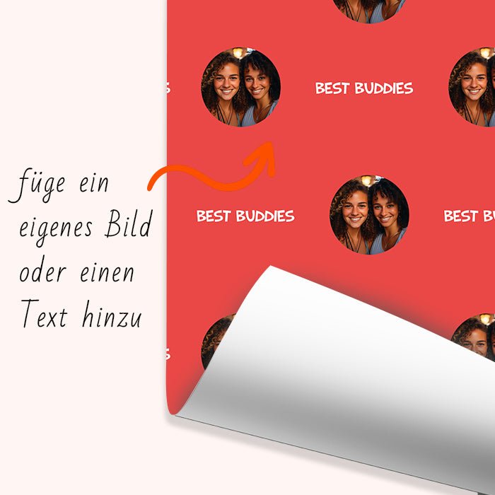 Geschenkpapier personalisiert Geschenkpapier rot Foto Text M0040 - Bild 6