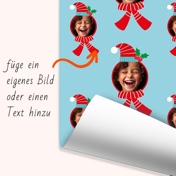 Geschenkpapier personalisiert Geschenkpapier Weihnachten Mütze Foto M0041 - Bild 6