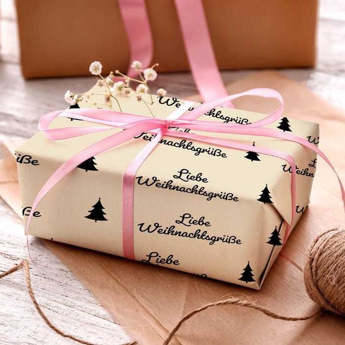 Geschenkpapier personalisiert Geschenkpapier Weihnachten Tannenbaum beige Text M0051 - Bild 3