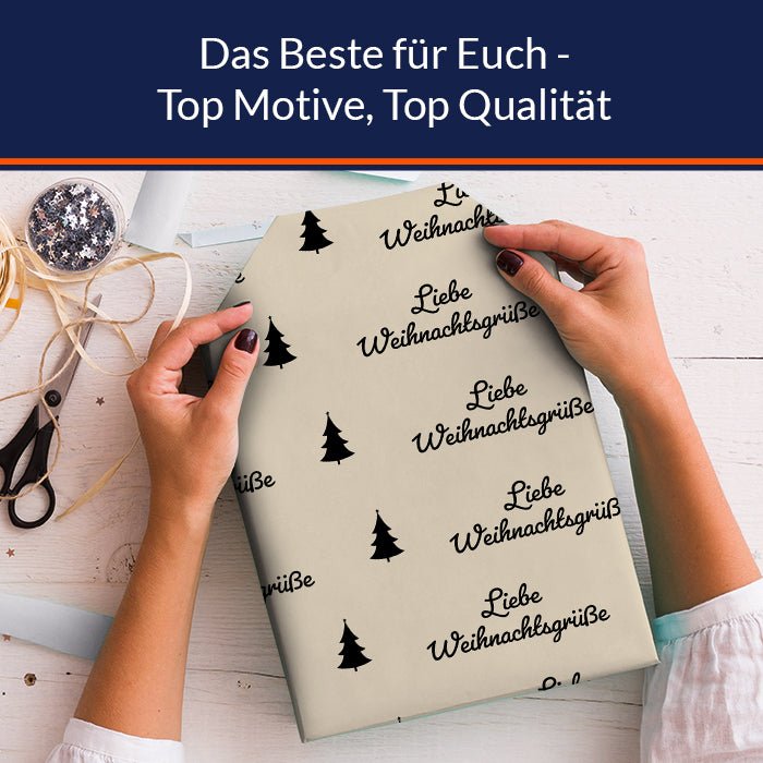 Geschenkpapier personalisiert Geschenkpapier Weihnachten Tannenbaum beige Text M0051 - Bild 5