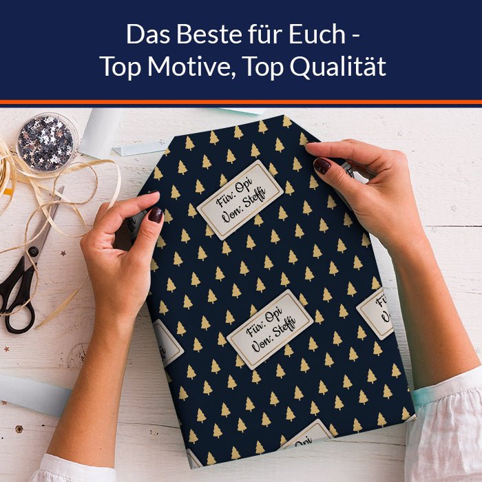 Geschenkpapier personalisiert Geschenkpapier Weihnachten Tannenbaum blau Text M0053 - Bild 5