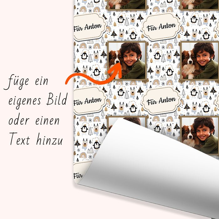 Geschenkpapier personalisiert Geschenkpapier Weihnachten Rentier Text Foto M0054 - Bild 6