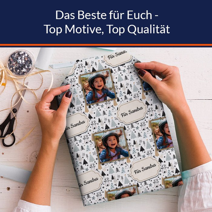 Geschenkpapier personalisiert Geschenkpapier Weihnachten Rentier Text Foto M0055 - Bild 5