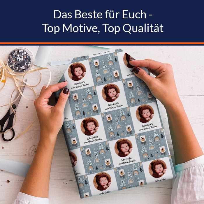 Geschenkpapier personalisiert Geschenkpapier Weihnachten Eisbär Text Foto M0056 - Bild 5