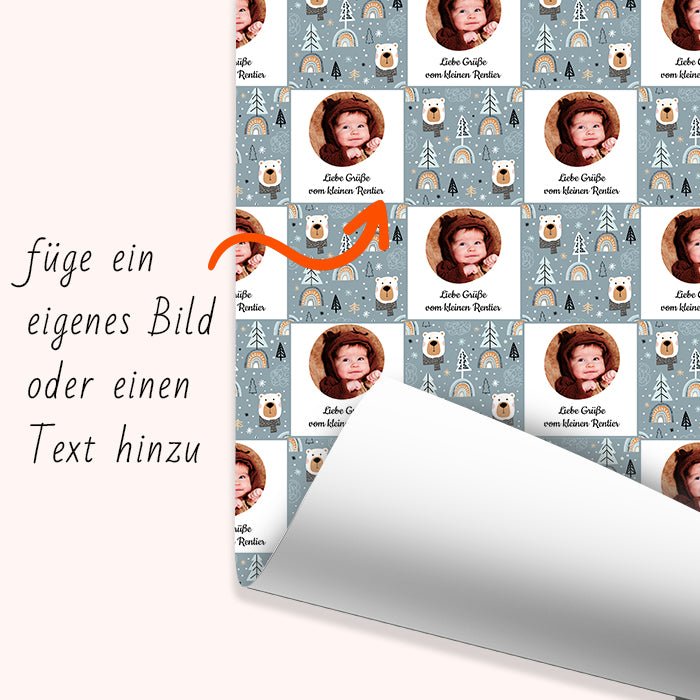 Geschenkpapier personalisiert Geschenkpapier Weihnachten Eisbär Text Foto M0056 - Bild 6