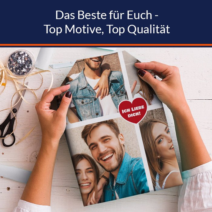 Geschenkpapier personalisiert Geschenkpapier Collage Ich liebe Dich 4 Fotos M0068 - Bild 5