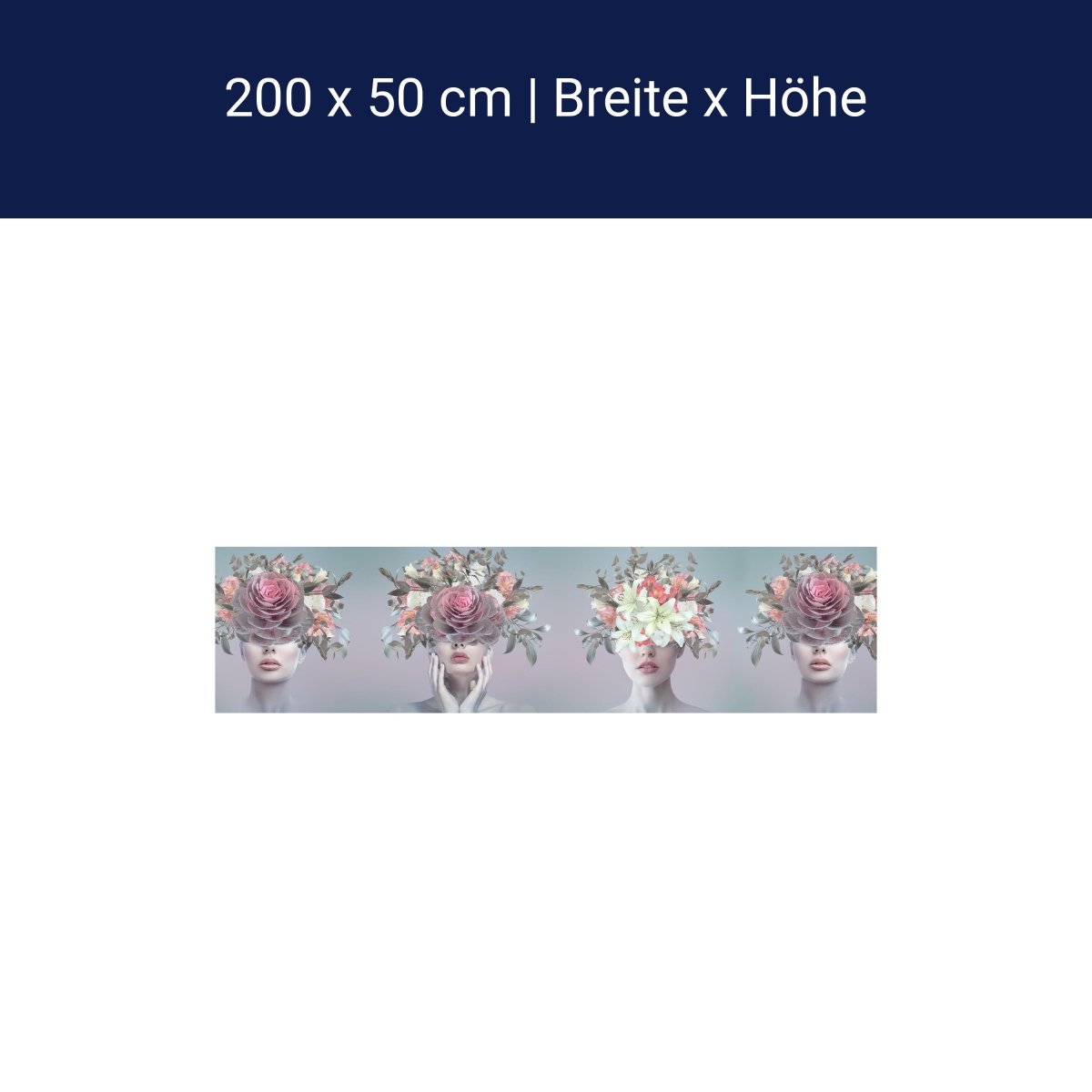 Panorama-Fototapete Collage, Frauen, Blumen M0079