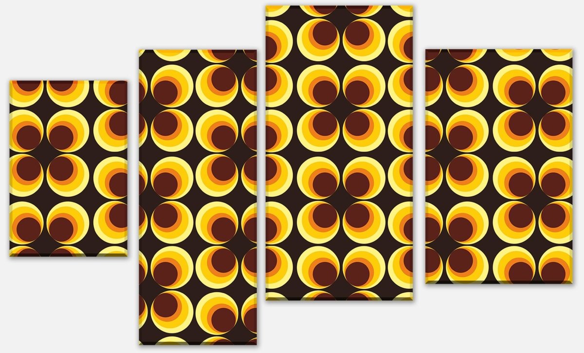 Leinwandbild Mehrteiler Retrokreise Braun Muster M0100