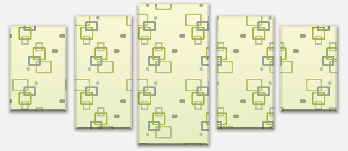 Leinwandbild Mehrteiler Retrokästchen Grün Muster M0102 entdecken - Bild 1