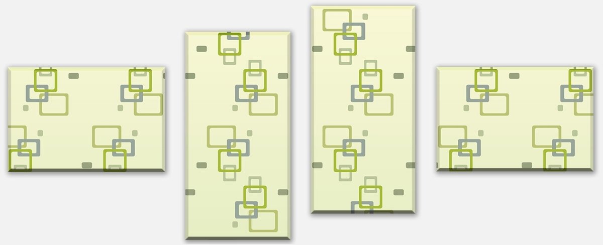 Leinwandbild Mehrteiler Retrokästchen Grün Muster M0102