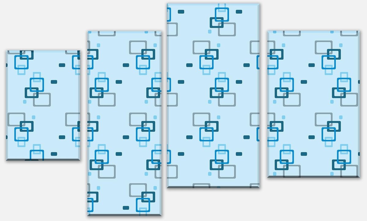 Leinwandbild Mehrteiler Retrokästchen hellblau Muster M0103