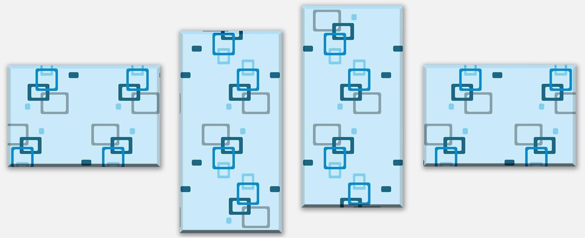 Leinwandbild Mehrteiler Retrokästchen hellblau Muster M0103