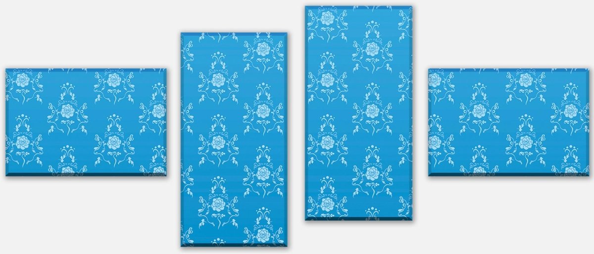 Leinwandbild Mehrteiler Barock Blau Muster M0116