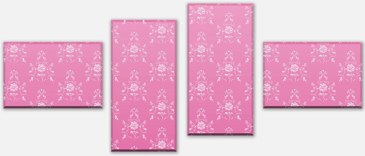 Leinwandbild Mehrteiler Barock Pink Muster M0123