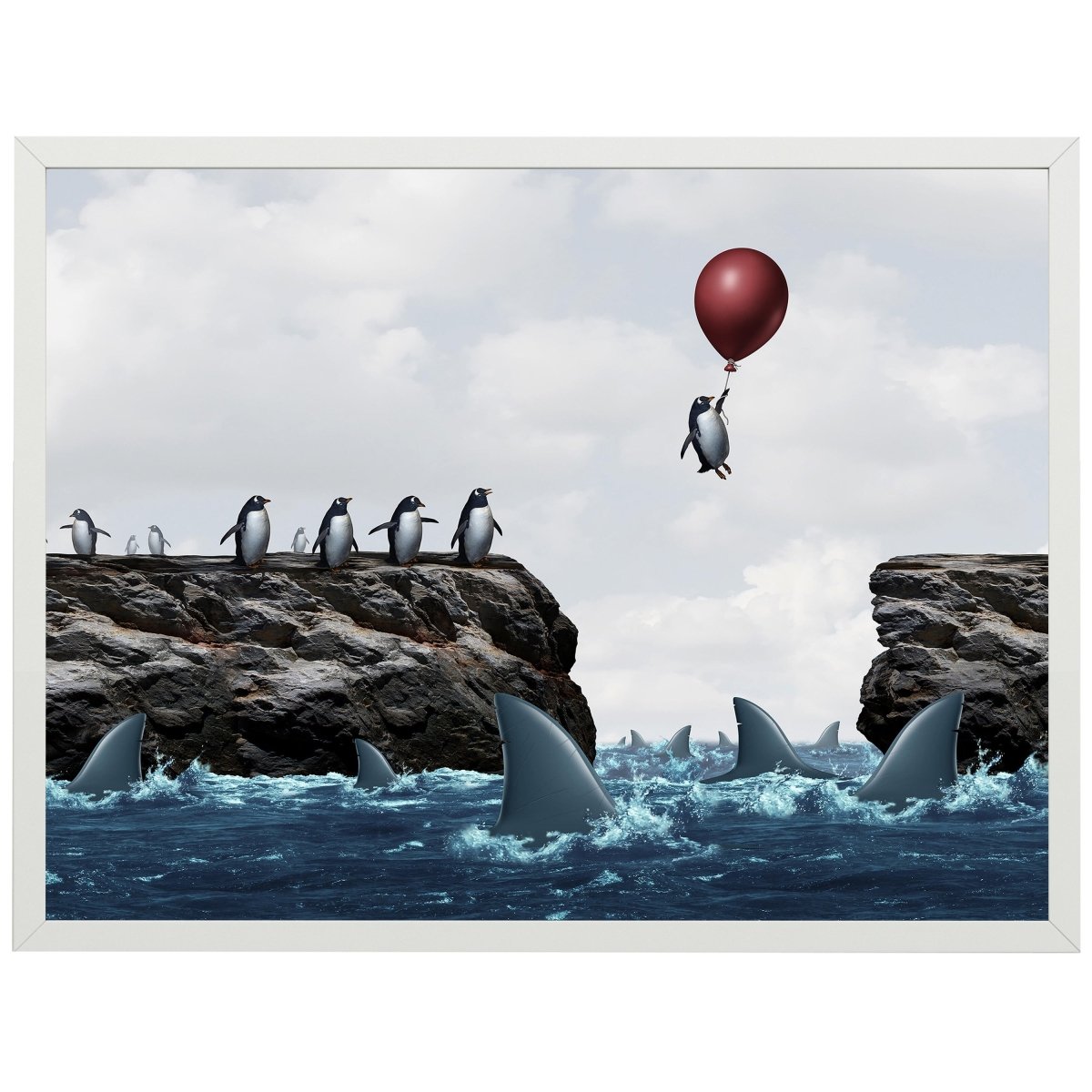 wandmotiv24 Poster, Poster - Pinguin, Hai, Motivation - M0213 - Bild 1