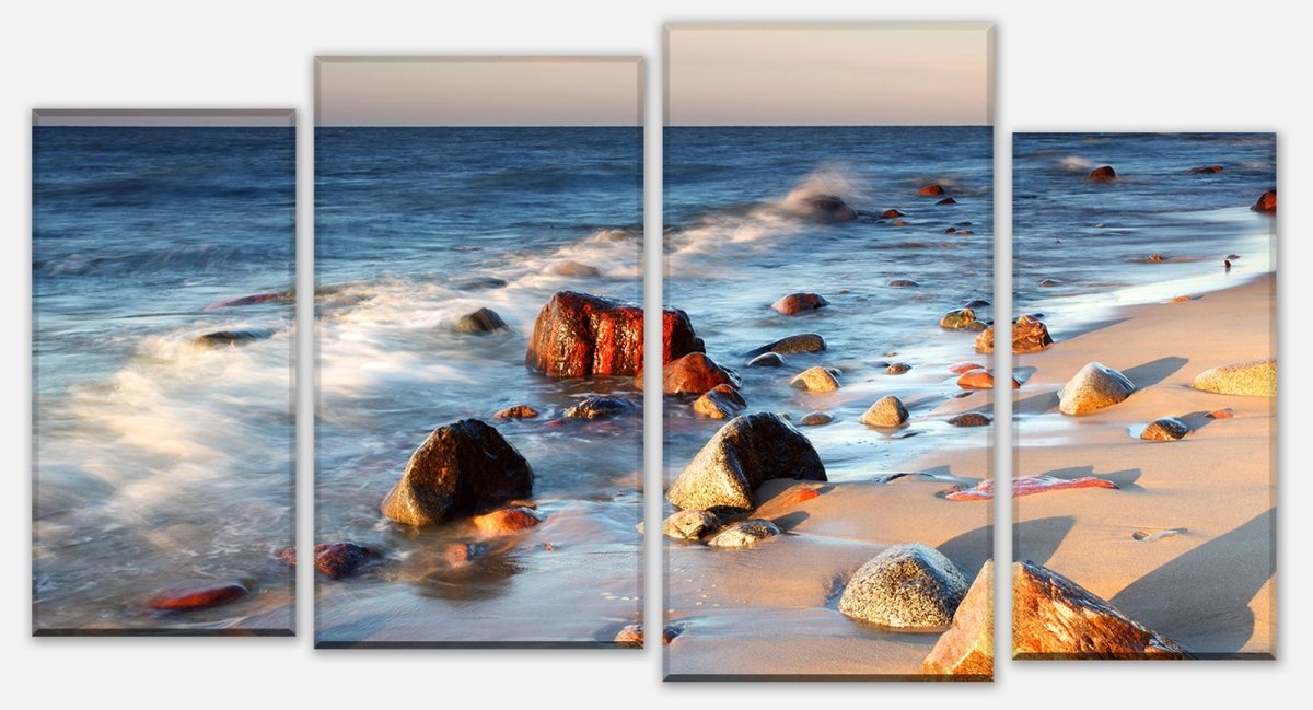 Leinwandbild Mehrteiler Steinstrand Natur M0223