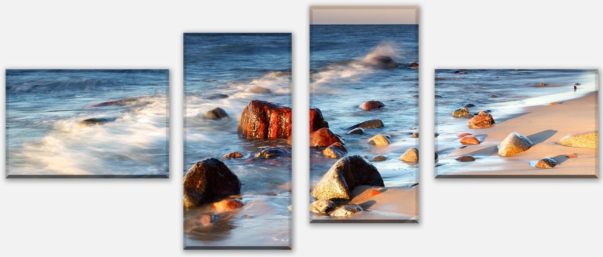 Leinwandbild Mehrteiler Steinstrand Natur M0223