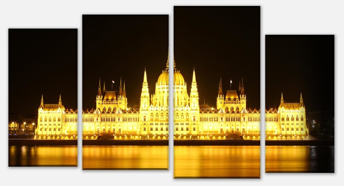 Leinwandbild Mehrteiler Budapest bei Nacht M0226