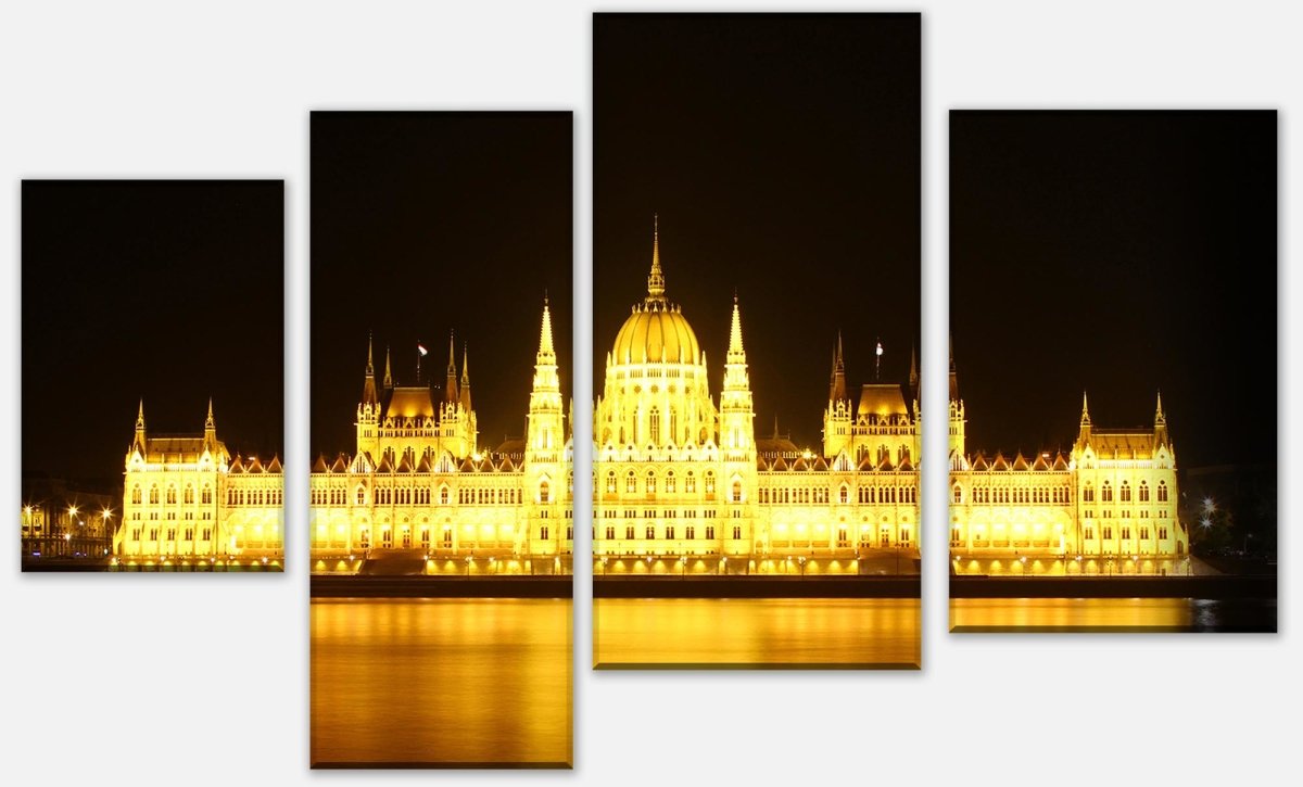 Leinwandbild Mehrteiler Budapest bei Nacht M0226