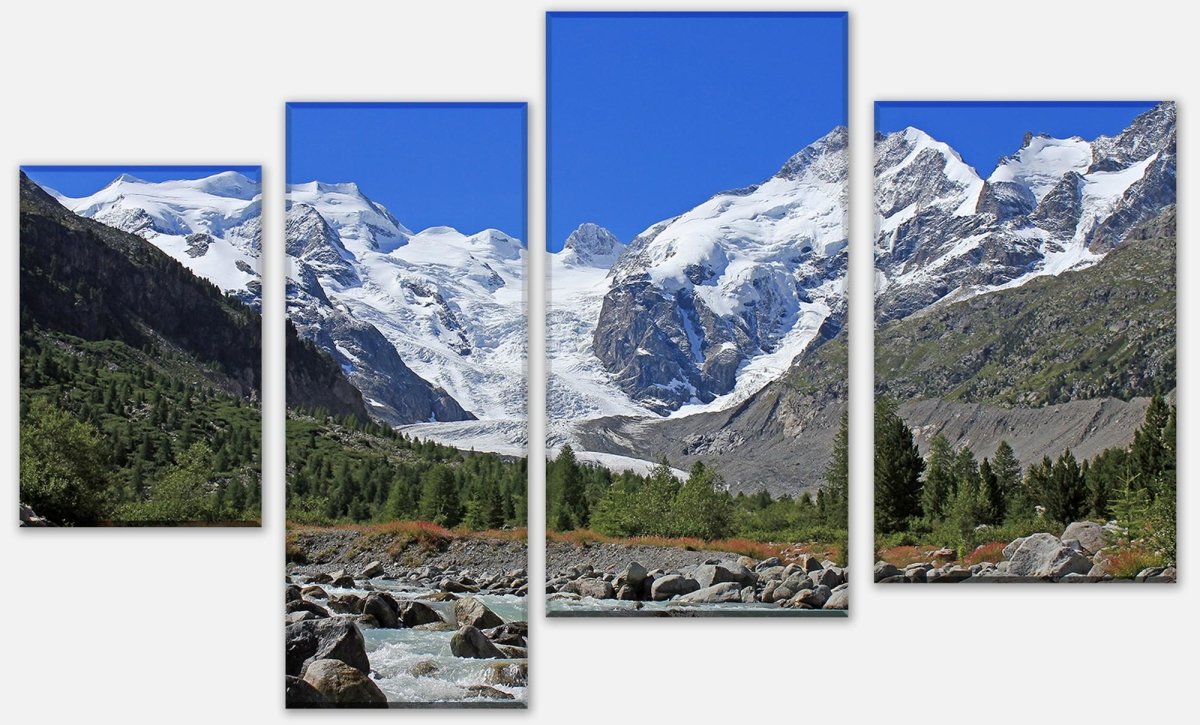 Leinwandbild Mehrteiler Morteratsch Gletscher Alpen M0236