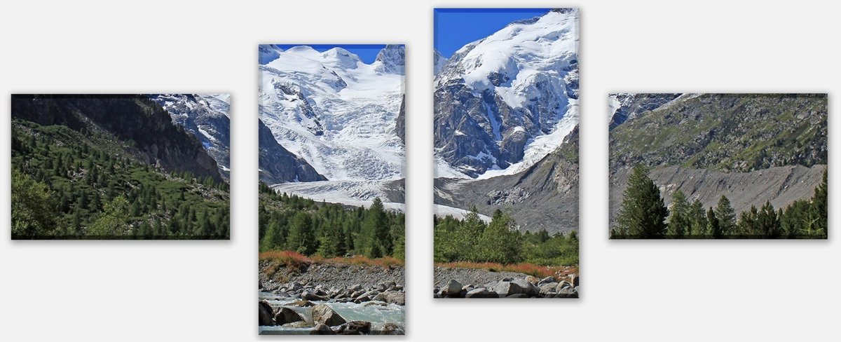 Leinwandbild Mehrteiler Morteratsch Gletscher Alpen M0236