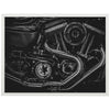 Poster Motorrad, Motor, schwarz M0278