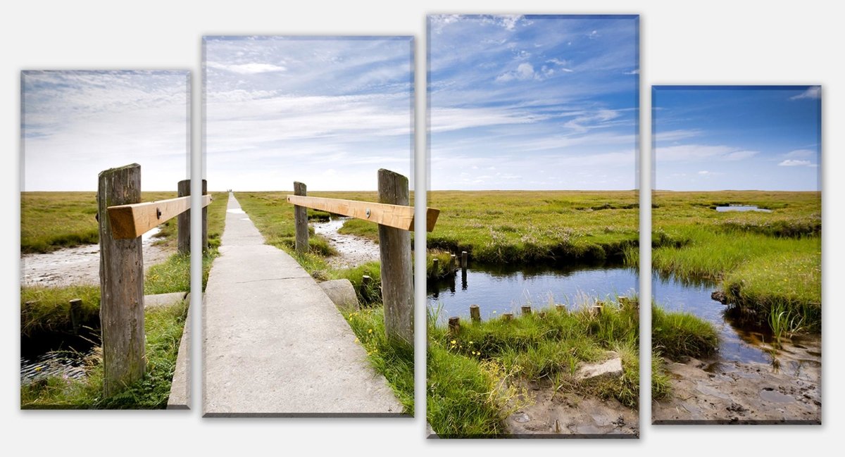 Leinwandbild Mehrteiler Salzwiesen Nordsee M0285