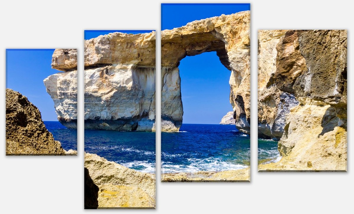 Leinwandbild Mehrteiler Blaues Fenster Gozo M0288