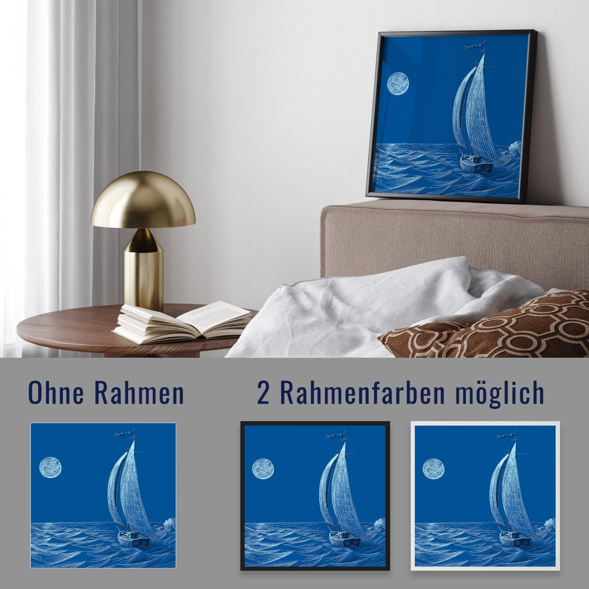 wandmotiv24 Poster, Poster - Meer, Boot, Mond - M0298 - Bild 4