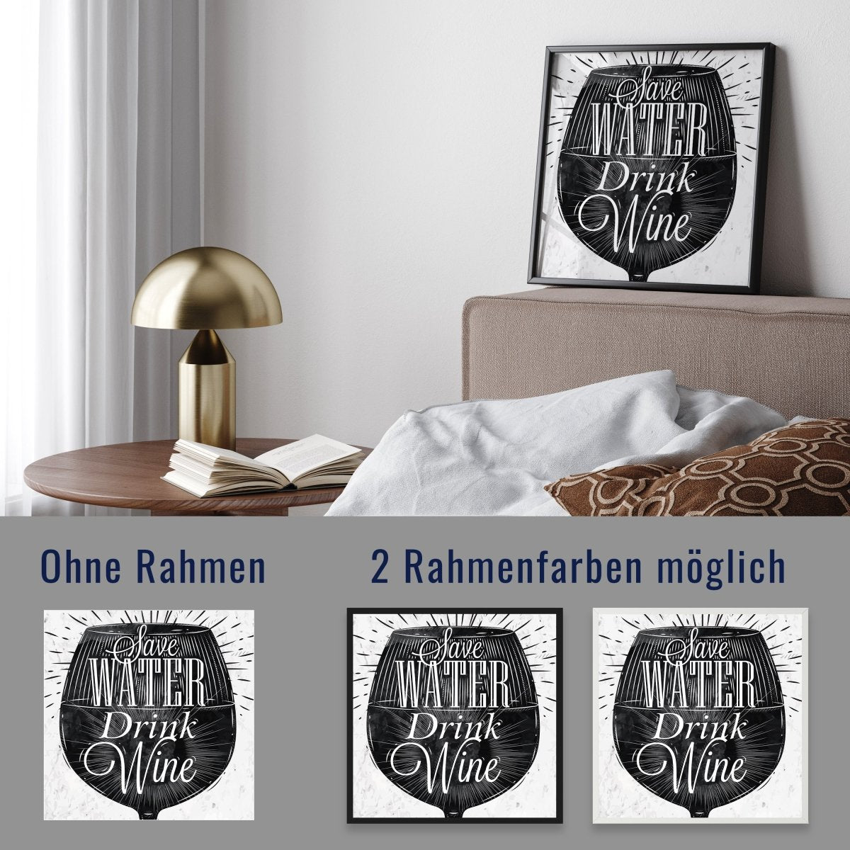 wandmotiv24 Poster, Poster - Spruch, Wein, Wasser, Glas - M0301 - Bild 4