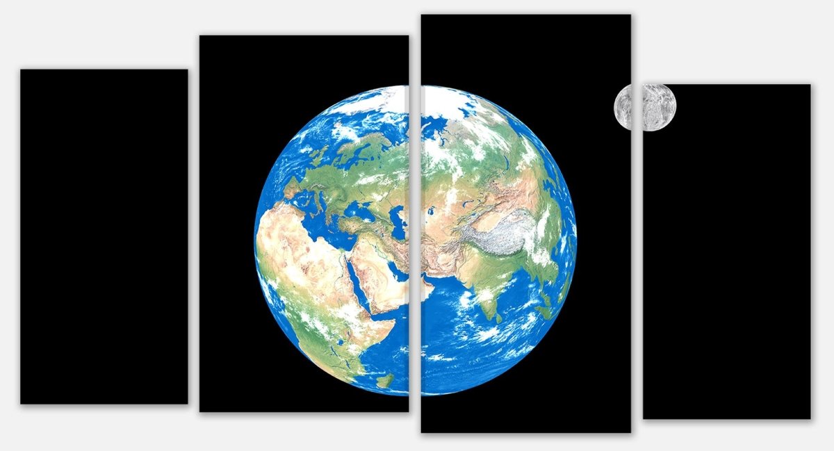 Leinwandbild Mehrteiler Erde mit Mond M0402