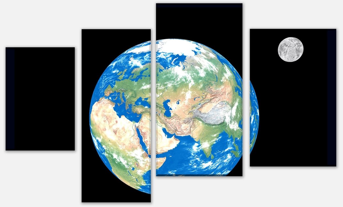 Leinwandbild Mehrteiler Erde mit Mond M0402