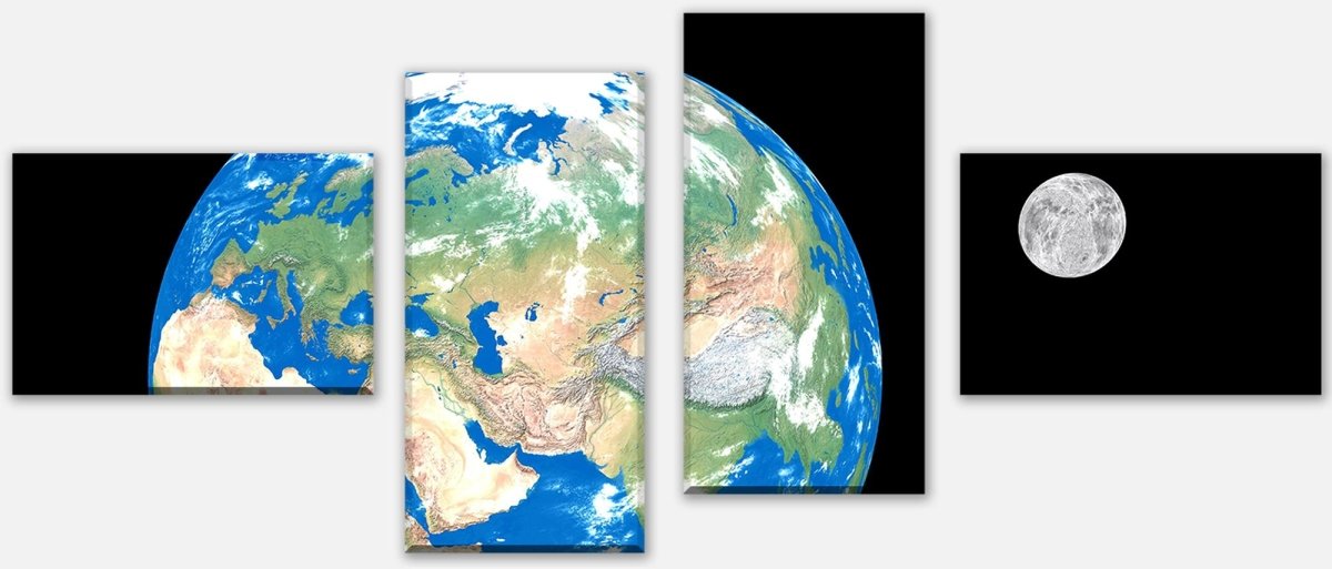 Leinwandbild Mehrteiler Erde mit Mond M0402