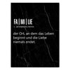 Leinwandbild Familie, Hochformat, Wortdefinition, Familien, Marmor Schwarz, Liebe M0424